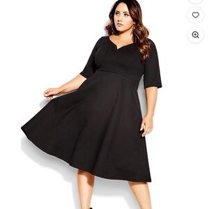 City Chic Classic Black Midi Dress